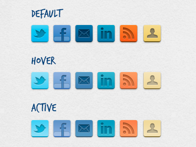 Some Social Buttons active buttons hover icons social states ui web design