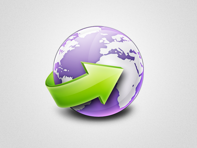 Just a simple placeholder arrow globe icon purple