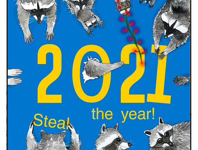HartBandit Happy New Year! :) 2021 digital painting drawing happy new year happy new year 2021 hny illustration new year photoshop raccoons watercolor