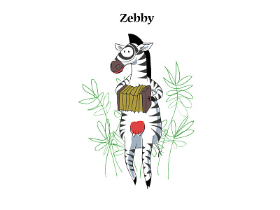 Zebby accordion animal animal art animals art digital painting digitalart flatdesign illustration illustrator music orchestra vector zebra zoo