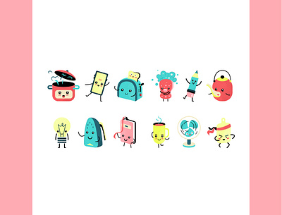Series of small characters (home life) cartoon. character cute design environment everyday life flat illustration kawaii series simple small technique vector
