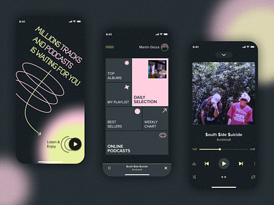 Music App 2d app concept creative design figma minima mobile mobile app modern music music app music player nterface player ui uiux web webdesign