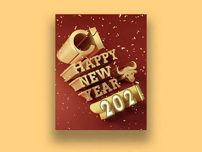 Happy New Year 2021 3d 3d art 3d illustration 3d modeling 3d poster 3d type 3d typography branding design happy new year 2021 poster