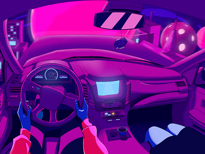 Driving at Night (Digital Art)