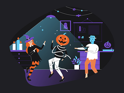 Halloween party design flat halloween illustration minimal office party vector