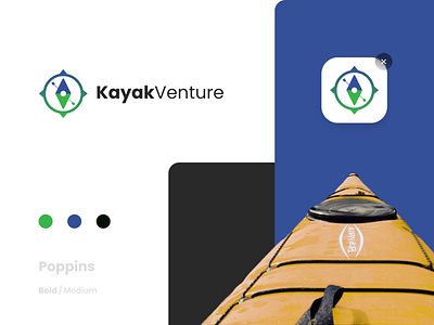 KayakVenture | Logo branding design flat graphic graphicdesign illustrator kayak logo logodesign logotype vector