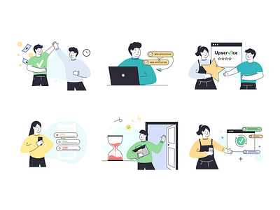 Illustrations set for Upservice website