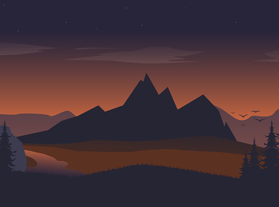 Sunset Illustration illustraion mountains nature sunset