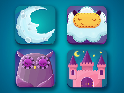 Bedtime Tales castle icon illustration moon owl sheep tales