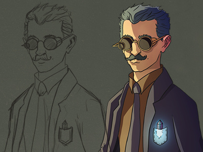 Scientist character design glases illustration light scientist