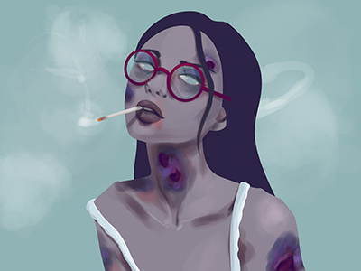 Zombie Girl drawing girl glasses halloween horror illustration smoke zombie