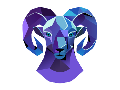 Aries aries blue illustration lowpoly polygon purple