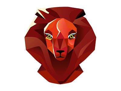 Leo horoscope illustration leo lion lowpoly polygon red