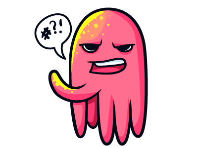 Annoyed octopus illustration octopus pink sticker