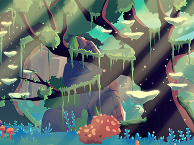 Encharted Forest forest game illustration level mushrooms