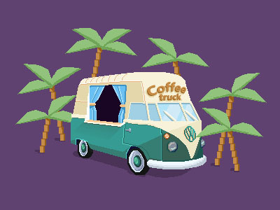 Pixel Truck coffee illustration palms pixel art truck