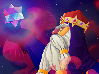 Alchemist Card III alchemy card crown galaxy game illustration potion space stone