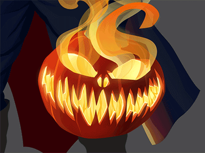 Wicked Pumpkin Process fire halloween headless horseman illustration pumpkin