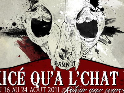 Kicé Qu'a L'chat? Music Festival 2 black cat digital illustration red skull white