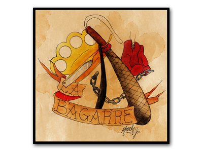 La Bagarre • Tattoo Flash boxe fight knuckles old school razor tattoo
