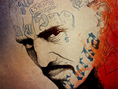 MS XIII • Digital Portrait blue design digital face gang graphic portrait red tattoos