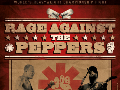 Rage Against the Peppers boxing poster rage against the machine red hot chili peppers vintage