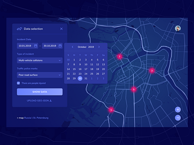 Traffic accident map app concept ui ux web