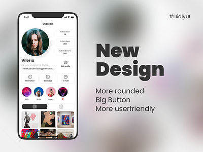 Instagram Redesign Profile. #DialyUI apps design dialyui figma graphic design illustration ui uidesign ux