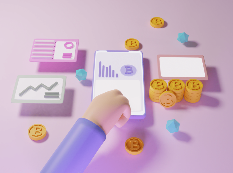 Mcoin 3D Illustration - Mining Cryptocurrency 3d 3dillustration bitcoin crypto illustration isometric mining popular purple trading ui ux webdesign