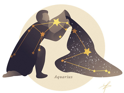 Aquarius aquarius constellation graphic illustration retro space stars zodiac