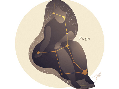 Virgo constellation graphic hair illustration retro space stars virgo zodiac