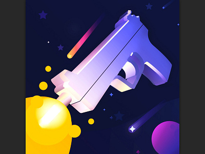 Icon for mobile game The Fly Guns android game gun ios mobile pistol planets shooting space star store violet