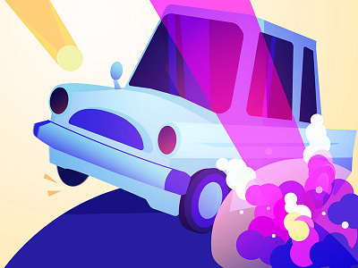 An icon for the mobile game The Sly Car android car driving explosion game icon ios meteorite mobile sly violet