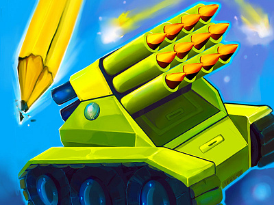 Updated icon for mobile game Penboom android battle game icon illustration ios mobile pencil tank ui war