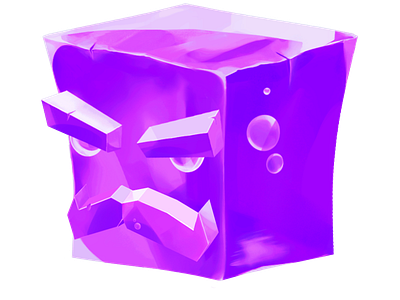 Mr Gelatine android cube game gelatine gelatinous cube gummy icon illustration ios mobile mustache violet