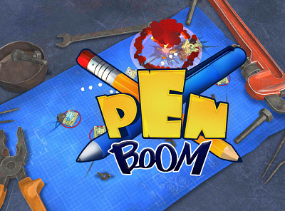 Penboom logo android app branding design game ios logo mobile screen ui