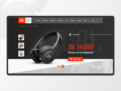 Product Page(Design Concept) for JBL T460BT headphones e commerce headphones web design
