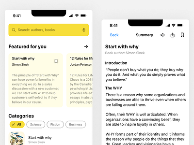 App for reading book summaries design mobile app mobile app design ui ui design