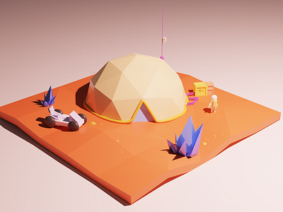 mars1 3d blender lowpoly mars space spacebase spaceman