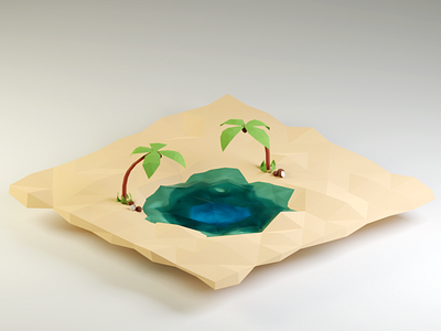 sand1 3d blender coconut lowpoly palm palm tree sand