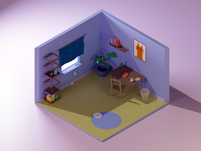 Minimalistic Room 3d blender house light lowpoly minimalistic