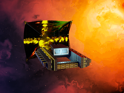 Solar Space Truck 3d blender light lowpoly minimalistic nebula solar space spaceship