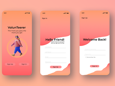 Sign In adn Sign Up (Volunteer App)