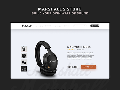 Marshall's store design figma headphone landingpage sound ui ux