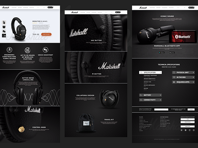 Marshall's online store branding figma headphone info landingpage product