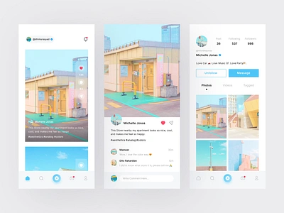 Insthetic Social Media Mobile App activity aethetics campaign clean design comment mobile app photo photos profile social media social media activity social media campaign social media exploration social media influencer social media photo social media photos social media post social media profile sosial media comment ui
