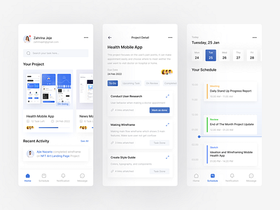 Tazky | Task Manager Mobile App clean ui dasboard design design sprint kanban manager meeting minimalis mobile app project project detail project manager review schedule task task manager team manager ui ux website