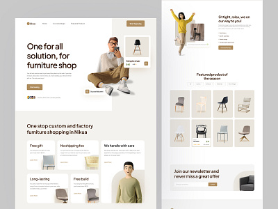 Nikua Landing Page app company design ecommerce figma footer furniture hero home homepage landing landing page layout product service store ui ux web design website