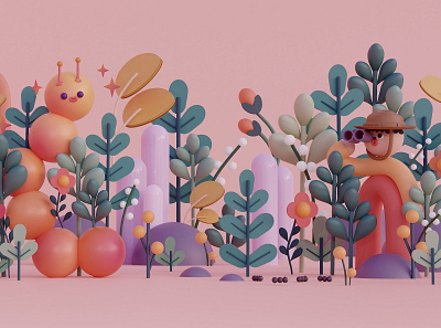 Creatures in the Forest 3d 3dart 3dillustration blender blender3d c4d cinema4d design digitalart illustration