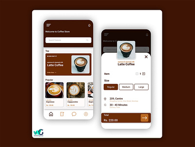 Coffee Store App UI Design app branding design icon symbol ui ux vector webgraphee